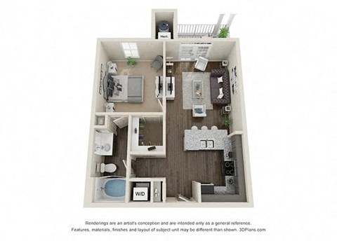 a 2 bedroom floor plan with a bathroom and a kitchen